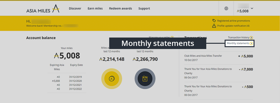 Asia Miles Accrual Chart